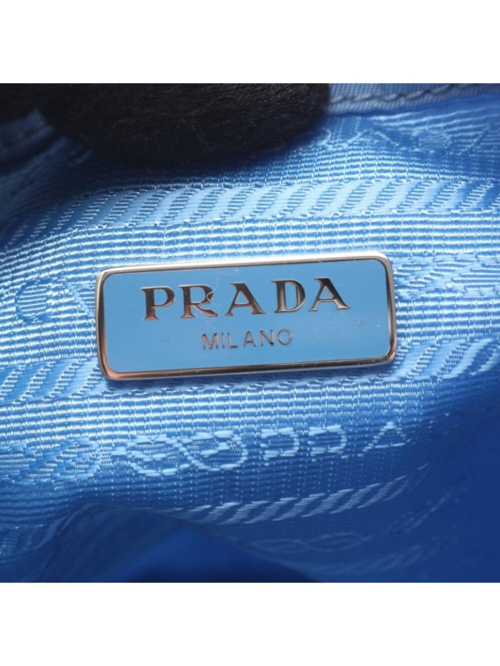 Prada Pouch Re-Nylon Vela Light Blue Nylon Saffiano Leather - Picture 4 of 5